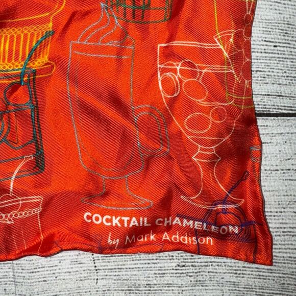 Mark Addison Men's 100% Silk Cocktail Party Pocket Square Vibrant Orange Print - Picture 5 of 7